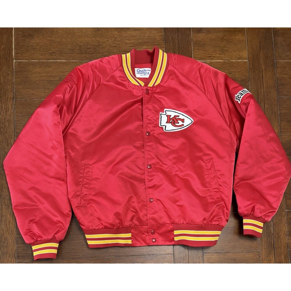 Vintage Kansas City Chiefs Chalk Line Satin Jacket Men’s Size XL Made In USA